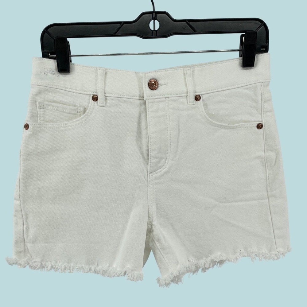 LOFT Denim Shorts Womens 25/0 White Frayed Raw Hem Stretch Casual Summer Coastal